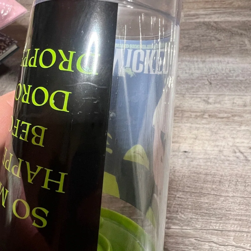 Wicked The Musical Travel Tumbler Lika Cup Company Green Black Dorothy Quote 6in